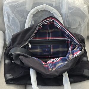 Brooks Brothers Black Duffel Bag with Plaid Interior